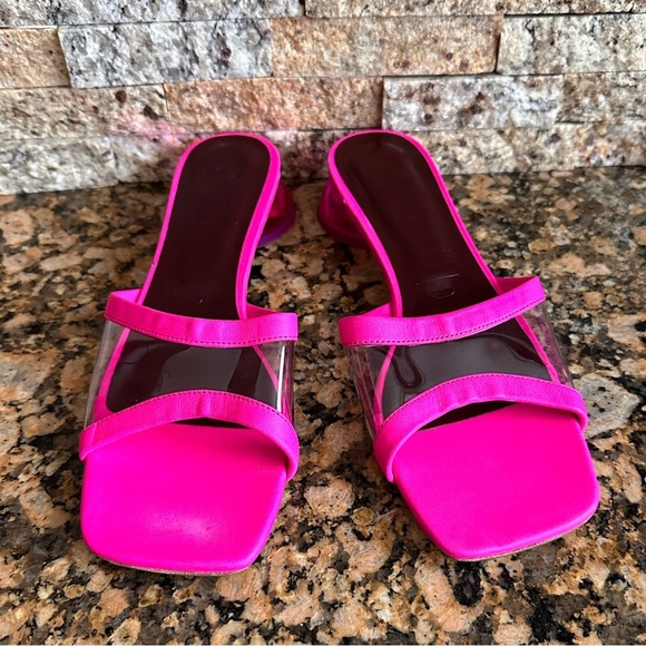 Staud Pink Simone 35 Clear Strap Leather Mule Sandals - Picture 5 of 11